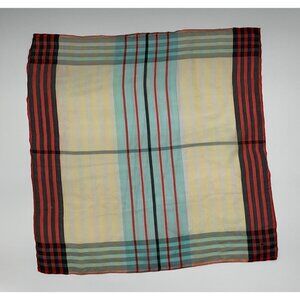 Vintage Unbranded Multicolor Striped Semi Sheer Square Scarf/Handkerchief 17"
